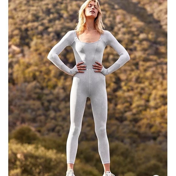 FREE PEOPLE | NWOT Good Karma Long-Sleeve Onesie in Ice Grey * - Picture 4 of 7